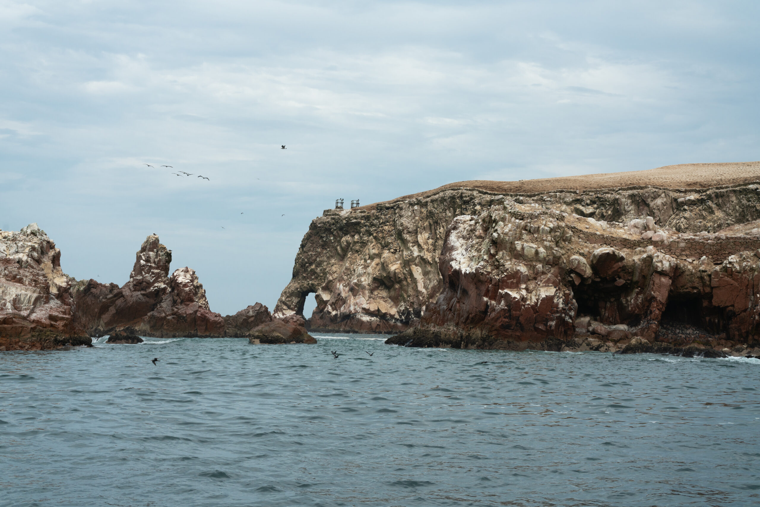 Formación de Elefante en las Islas Ballestas Paracas: Vista de la famosa formación rocosa con forma de elefante, ubicada en las Islas Ballestas, Paracas, un punto destacado en el tour por la costa peruana.